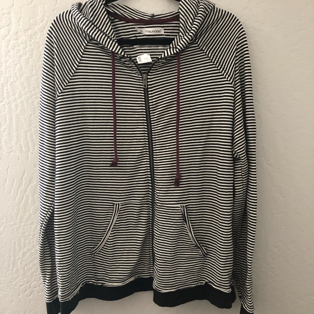 Maurice’s Striped Lightweight Zip-Up Sweater 1X